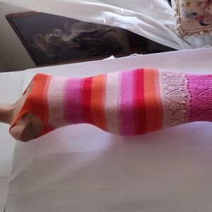 Entro crochet striped mermaid midi dress , pink,orange..M